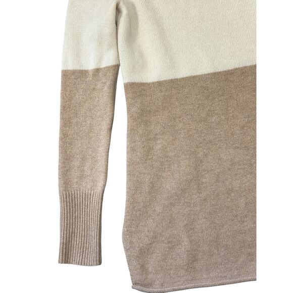 Athleta 100% Cashmere Turtleneck Pullover - Stripe Cream & Tan - X-Small - Picture 6 of 9